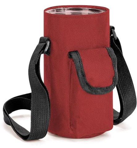 Linkidea Tumbler Carrier with Strap Compatible with YETI Rambler Tumbler 20oz, IRON °FLASK Classic Tumbler 2.0 20/24oz, Coffee Mug Sling Bag Holder, Shoulder Strap with Pocket, Red