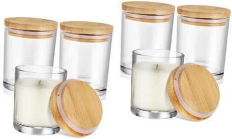 NUOBESTY 3pcs Small Glass Candle Jars Lids Candle Making Containers Glass Cups for Crafts Storage for DIY