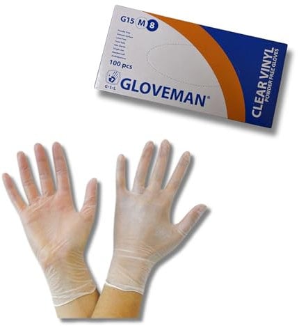 NEXCARZE 100 x Clear Vinyl Gloves Medium, Non Latex Powder free, Ideal for Cleaning, Food Prep, Cooking and for Medical Use, Box Of 100 Disposable Vinyl Gloves for Multiple Uses