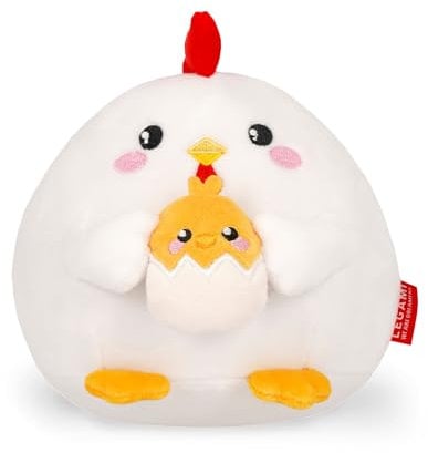 Legami - Super Soft Plush Plüsch, Hen Thema, Mini Größe, mit personalisierbarer ID Karte, Steht alleine, 14x15x12 cm, White