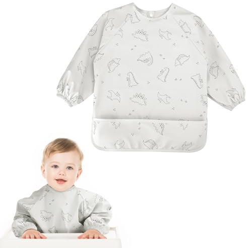 Kaisibum Baby Lätzchen mit ärmel,Abwaschbare Lätzchen mit Ärmeln,Wasserdicht Material,Maschinenwaschbar für Baby Essen
