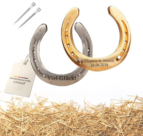 Thiger Hufeisen mit Gravur aus Eisen | echtes schweres Pferdehufeisen personalisiert | von Hand aufgearbeitet | Glückshufeisen mit Namen als Glücksbringer für jeden Anlass Geschenk