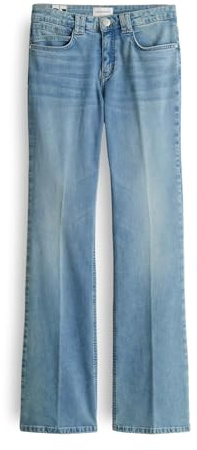 OPUS PANTS Damen Flared | ENJA Smooth Flared Jeans Low Rise aus Spanish Cotton Mix Light Azure Blue, 44 L32