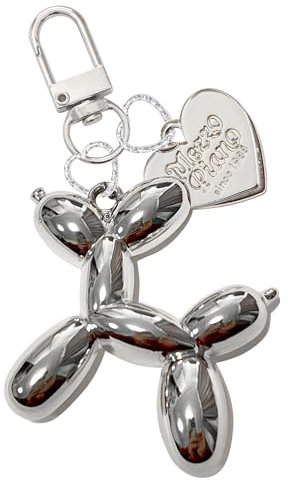 Pithayla Schlüsselanhänger für Mädchen, Cute Ballon Dog Design Damen Keychain Schlüssel Taschenanhänger für Rucksack Bag, Aesthetic Charm Accessories (Full Silvery)