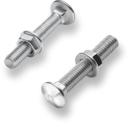 KINETOX 15pcs Boulons de carrosserie M10 × 65 mm Boulons a Tête Ronde DIN 603 avec Avec Écrou Hexagonal a Bride M10 Largement utilisé dans les machine la construction la décoration intérieure