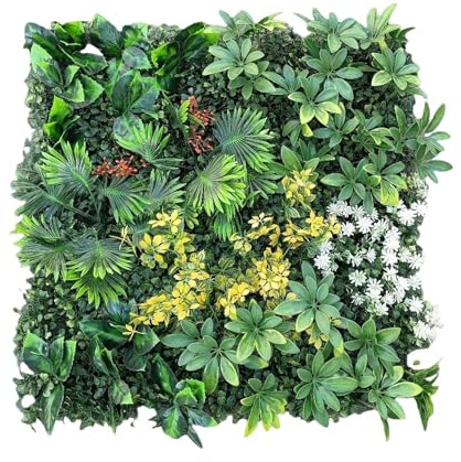 16 Stück Künstliche Hecke Pflanzenwand 50 x 50 Cm, Kunstpflanzen zur Wandmontage, Wandgarten Green Wall Sichtschutz, Künstliche Pflanzen Deko für Wand, Balkon & Garten, Schnell Montiert & Erweiterbar