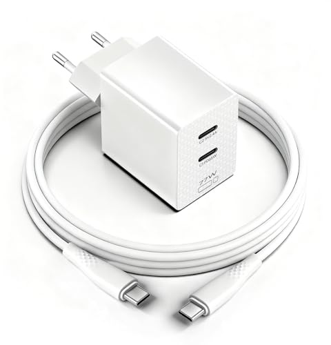 KFD Drohne Ladegerät für DJI/Specta Air 3/Mavic 3/Avata/Flip/Mini/Neo Ladestation Controller Osmo Pocket Action 5 Pro GaN PD-Schnellladung 77W 65W 60W 45W 40W USB C Ladekabel Netzteil mit 2Port