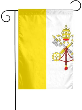 WHJDPP Bandiera del Vaticano stampa bandiera da giardino 30,5 x 45,7 cm per decorazione da cortile con larghezza di 3 cm (solo bandiera, asta non inclusa)