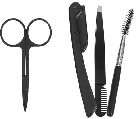 MOTHNUR Kit de Cuidado de Cejas con Tijeras de Acero Inoxidable Pinzas Rastrillo y Cepillo para Perfilado Preciso y Recorte Fácil para Mujeres y Hombres