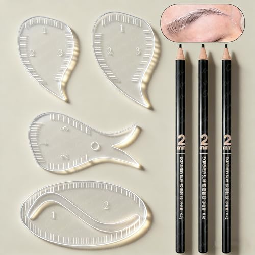 Hairstroke Augenbrauen Mapping Lineal – Wiederverwendbare Acryl Schablone für Augenbrauen & Eyeliner, 1-Minuten Schnellzeichnungs-Guide für präzise Bögen & sauberes Brauendesign (Kit-2)