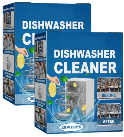 2 * 20PCS Dishwasher Cleaner Tablets Deep Clean & Limescale Remover Formula | Heavy Duty Dishwasher Descaler & Deodoriser Tablets for Grease,Residue and Odour Removal,Fresh Cleaner Dishwasher Maintenance