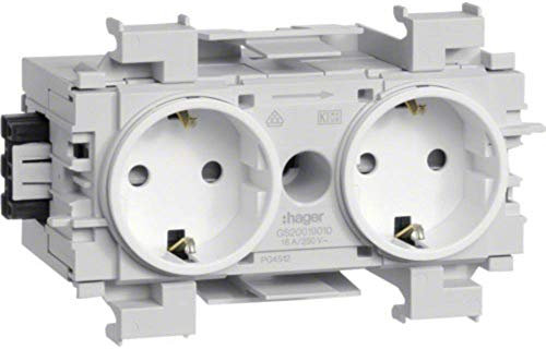 Hager Ecoline – Schuko Ecoline Doppel-Basis, Weiß