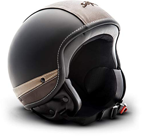 Soxon® SP-301 Urban „Black“ · Jet-Helm · Motorrad-Helm Roller-Helm Scooter-Helm Moped Mofa-Helm Chopper Retro Vespa Vintage Pilot · ECE 22.05 Leather-Design Schnellverschluss Tasche XS–XL (53-62cm)