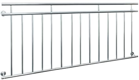 ECD Germany Barandilla de Balcón o Ventana 184 x 90cm con Pasamanos Estilo Francés de Acero Inoxidable con 14 Barras Transversales Sistema Completo con Kit de Montaje en Pared