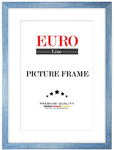 EUROLine Holz Bilderrahmen 60 x 80 cm Hellblau Gewischt mit Antireflex-Acrylglas für | Foto | Poster | Puzzle Rahmen