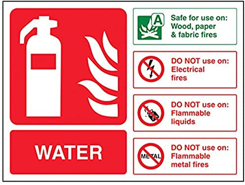 V Safety Water Id Fire Extinguisher Sign - 200mm x 150mm - 1mm Rigid Plastic
