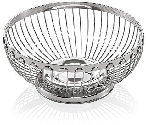 WAS 1454 210 Chromnickelstahl Tischkorb, auf fuß, Rund, Ø 24 cm, 9 cm Höhe