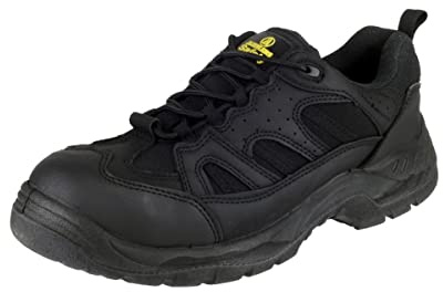 Amblers Safety FS214 Breathable Lace up Safety Shoes (Black)