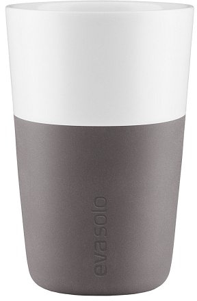 Caffé Latte Becher 2er-Set grau/weiß