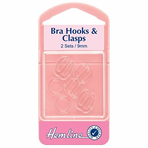 Hemline Bra Hooks & Clasps - 9mm - Clear H470.9.C