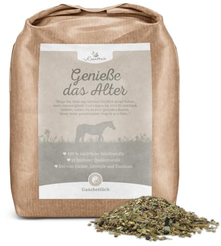 Krauterie Genieße das Alter für (500 g) | Artgerechtes Ergänzungsfutter für Pferde in Spitzenqualität - frei von Zusatzstoffen, getreidefrei, zuckerfrei, melassefrei