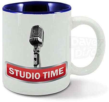 Studio TIME, Radio Microphone, DJ, on air, Live Music, Radio Presenter, Funny Gift idea, Blue Inside, Ceramic Mug, Cup