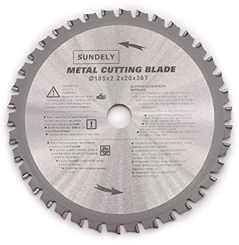 SUNDELY® Carbide Tipped TCT Circular Saw Blade Cutting Disc Wheel 185mm X 20mm X 2.2mm X 38T (7.28 X 0.79) for Metal Steel Sheet Trimmer Cutter Multipurpose