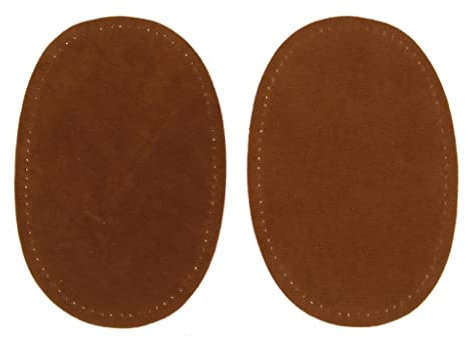 2 x knieflicken ovalada parches para coderas rodillera bordados parche para planchar, marrón, talla única