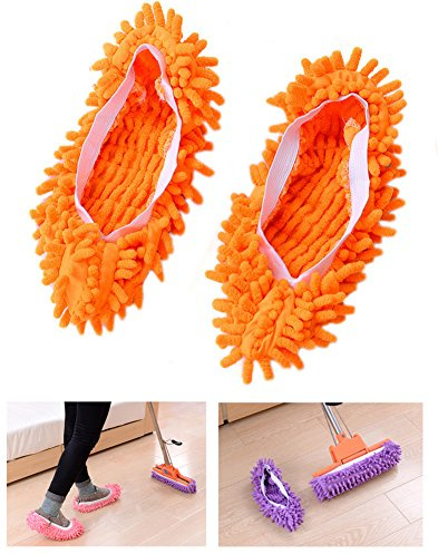 ocharzy Calcetines de Limpieza para Limpiar el Suelo de la casa, Zapatos y fregonas (Naranja)