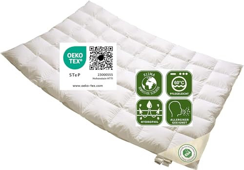 Vitaschlaf Bio-Luxe-KBA Arktik Kälte-Daune W3 - LEICHT Sommer Daunendecke Deutsche Qualität mit KBA Einschütte große Größen (200 x 200 cm)