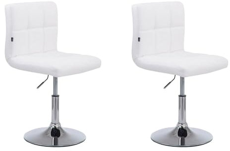 CLP Lot De 2 Chaises Lounge Palma V2 en Similicuir I Siège Rembourré Pivotant Et Réglable en Hauteur I Piètement Métal, Couleur:Blanc
