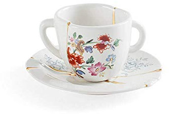 Seletti Kintsugi Tasse mit Untertasse aus Porzellan und 24 Karat Gold mod.1