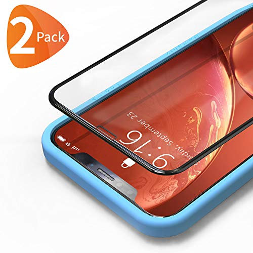 Bewahly Schutzfolie für iPhone XR/11[2 Stück], 3D Full Screen Panzerfolie HD Displayschutzfolie 9H Härte Glas Folie mit Positionierhilfe für XR/11 (6,1) - Schwarz