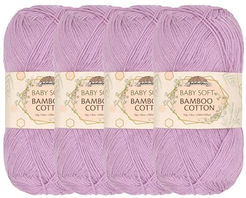 JubileeYarn Baby Soft Bamboo Cotton Yarn - 50g/Skein - Lilacs - 4 Skeins