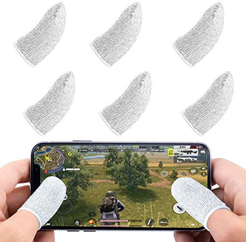 Newseego PUBG Mobile Game Finger Sleeve [6er Pack], Touch Screen Fingerhülse Atmungsaktiv Anti-Sweat-empfindliche Ziel- und Zieltasten für Überlebensregeln/Knives Out für Android & IOS - Weiß