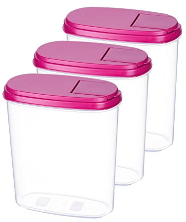 MiraHome Schüttdose für Müsli 2L 3er Set Rosa – Vorratsdosen mit Deckel luftdicht – Frischhaltedosen mit Deckel – Aufbewahrungsbox Küche für Mealprep & Organisation