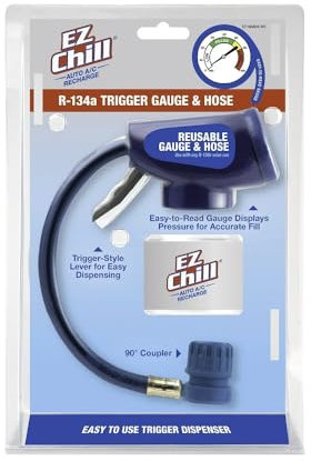 InterDynamics EZ Chill Car Air Conditioner R134A Refrigerant Gauge and Hose, Reusable AC Recharge Kit, 4 Pack, EZC110-4-4PK