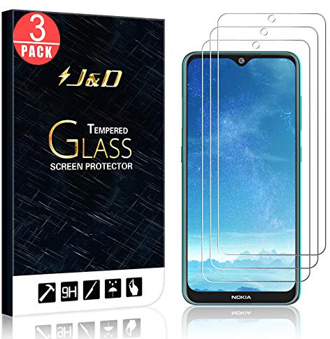J&D Aktualisierte Version Kompatibel für Nokia 7.2 Gehärtetes Glas Schutzfolie, 3 Packungen Vorgespanntes Glas Nicht Ganze Deckung Glas Displayschutz für Nokia 7.2 Gehärtetes Glas Displayschutzfolie