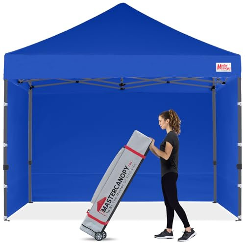 MasterCanopy Heavy Duty Pop-up Gazebo tent with Sidewalls (2.5x2.5M,Blue)