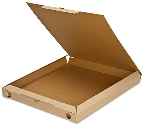 pack2go Pizzakarton Cuboxale, Pizzaschachtel kompostierbar braun - 32x32x3cm, 150 Stück
