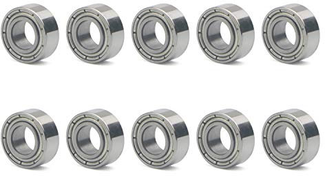 Pxyelec 10pcs Deep Groove Kugellager Skateboardlager Doppelgeschirmte silberne Miniaturkugellager (5mm x 10mm x 4mm)