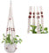 3X Premium Makramee Blumenampel 90cm Innen Außen Garten Blumentopf Halter Macrame Hängepflanzen Topf Balkondekoration Lounge Deco Blumen Ampel Balkon Wandbehang Boho Pflanzenhänger Pflanzenampel