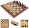 Icegrey Schachbrett Holz Traditionelle Spiele Tragbare Aufbewahrung Internationales Schachspiel Wooden Chess Set für Familie Geschenk Reisen Kinder und Erwachsene 34x34cm