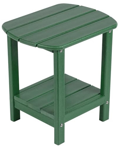 Nalone Adirondack Beistelltisch, 41,9 cm, Outdoor-Beistelltisch, HDPE-Kunststoff, doppelter Adirondack-Endtisch, kleiner Tisch für Terrasse, Grün