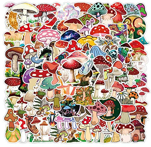 Niedliche Pilz-Aufkleber, 100 Stück Vinyl Wasserdichtes Kawaii Aufkleber Setaus für Laptop, Skateboard, Wasserflaschen, Gitarre, lustige Cartoon Pilz Abziehbilder für Kinder, Teenager, Erwachsene