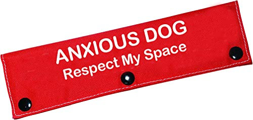 Funny Dog Leash Sleeve Anxious Dog Respect My Space Dog Leash Wrap Wrap Alert Hanging ID Patch Tag(Respect My Space-Sleeve)