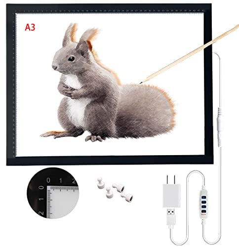lqiflvc Mesa De Luz Dibujo A0 A1 A2 A3 A4 LED Tableta De Luz De Iluminación De La Caja De Alimentación Micro USB Ideal para Animacion Tatoo Dibuja Tableta LED para Pintura 3D De Mampostería,A3