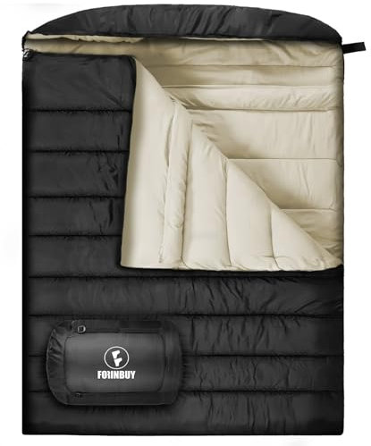 FORINBUY Doppelschlafsack für Erwachsene, Winter Schlafsack 2 Personen, Wasserdicht, Warmer und Komfortabel Deckenschlafsack, ideal für Paare oder FamilienOutdoor-Camping & Wohnmobil-Reisen
