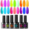 UR SUGAR Glow in The Dark Gel Nail Polish Set, 6 Colours Halloween Neon Luminous Gel Polish Hot Pink Orange Yellow Purple Fluorescent Bright Colour Gel Nail Varnish Set Soak Off Nail Art Manicure Kit