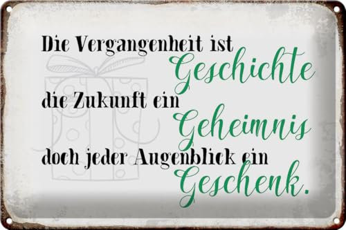 Femer Blechschild Spruch 30x20cm Vergangenheit Zukunft Augenblick